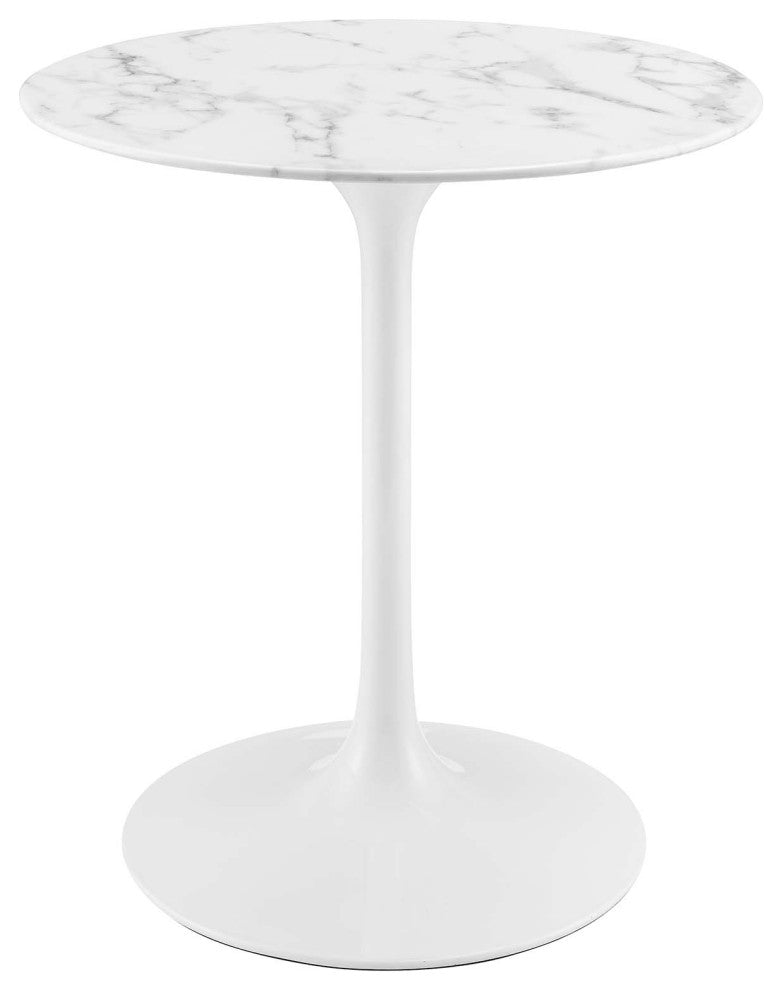 Lippa 28" Round Artificial Marble Dining Table, White