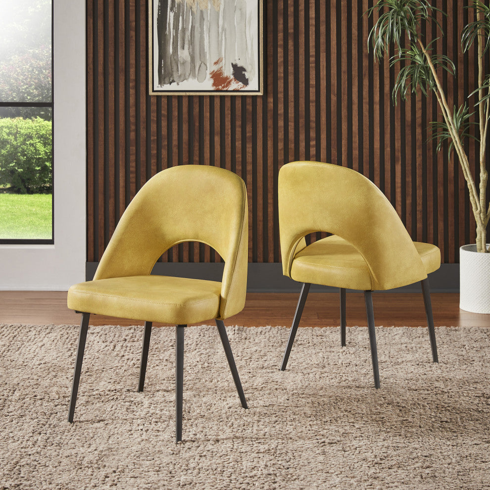 Tierno Upholstered Dining Chairs (Set of 2) - Yellow PU Leather