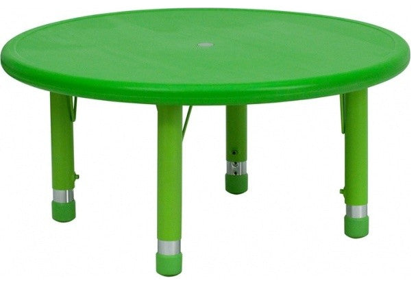 33" Round Green Plastic Height Adjustable Activity Table