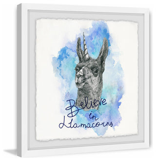 "Llamacorns" Framed Painting Print, 18"x18"