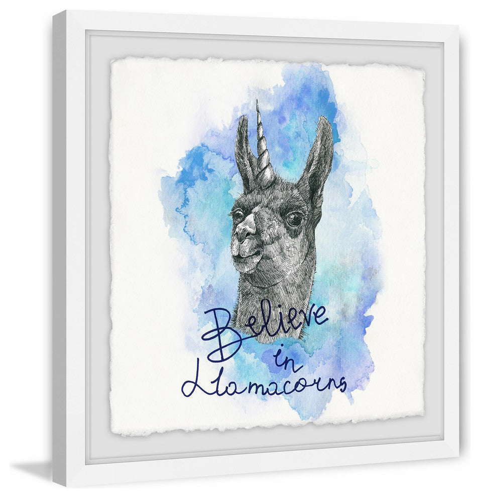 "Llamacorns" Framed Painting Print, 18"x18"
