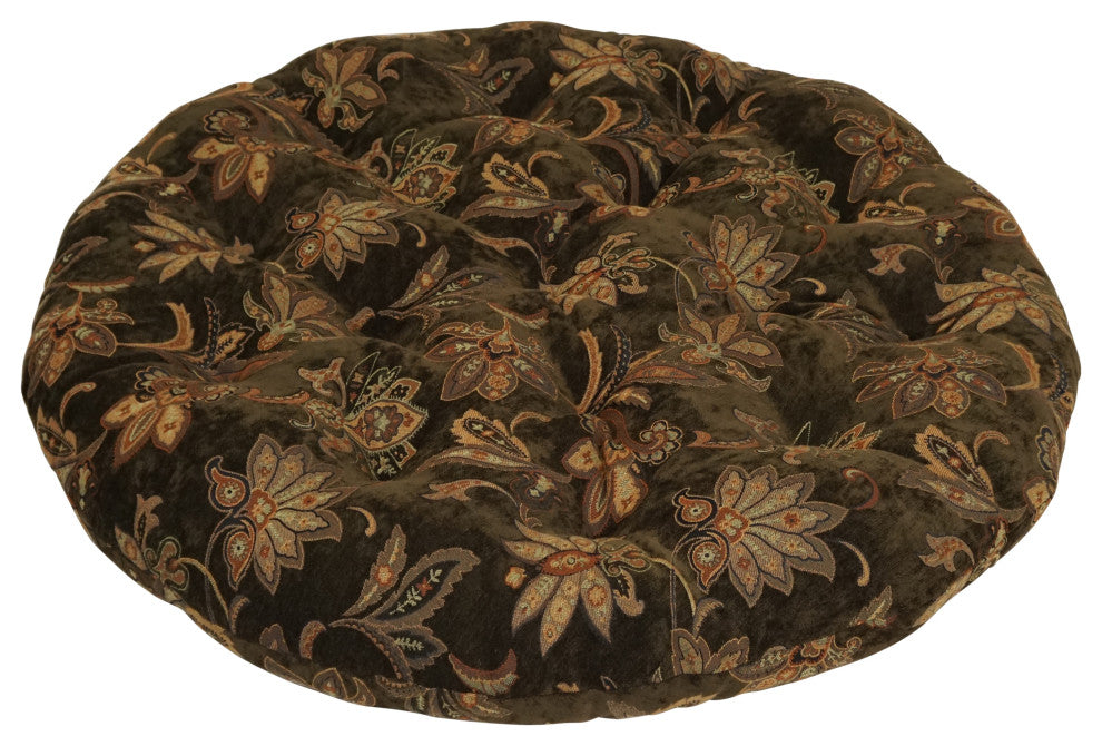 44" Jacquard Chenille Papasan Cushion, Fits 42" Papasan Frame, Brown Floral
