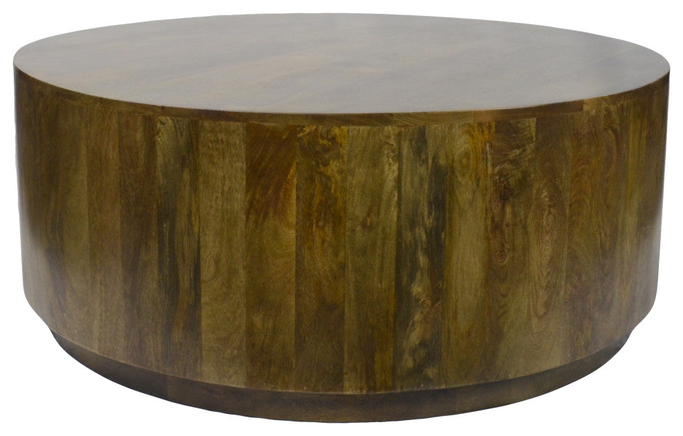 Tamia 42" Round Wooden Coffee Table, Elm