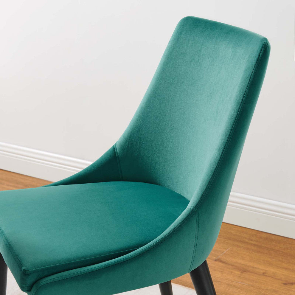 Side Dining Chair, Set of 2, Teal Blue, Velvet, Modern, Cafe Bistro Hospitality