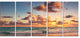 Sunrise on Beach of Caribbean Sea, Beach Canvas Wall Art, 60"x28", 5 Panels