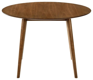 Armen Living Arcadia and Juno Round Wood 5-Piece Dining Set in Orange/Brown