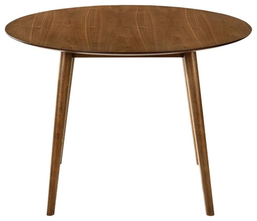 Armen Living Arcadia and Juno Round Wood 5-Piece Dining Set in Orange/Brown