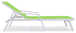 LeisureMod Marlin Chaise Lounge Set With Arms and Fire Pit Table, Green