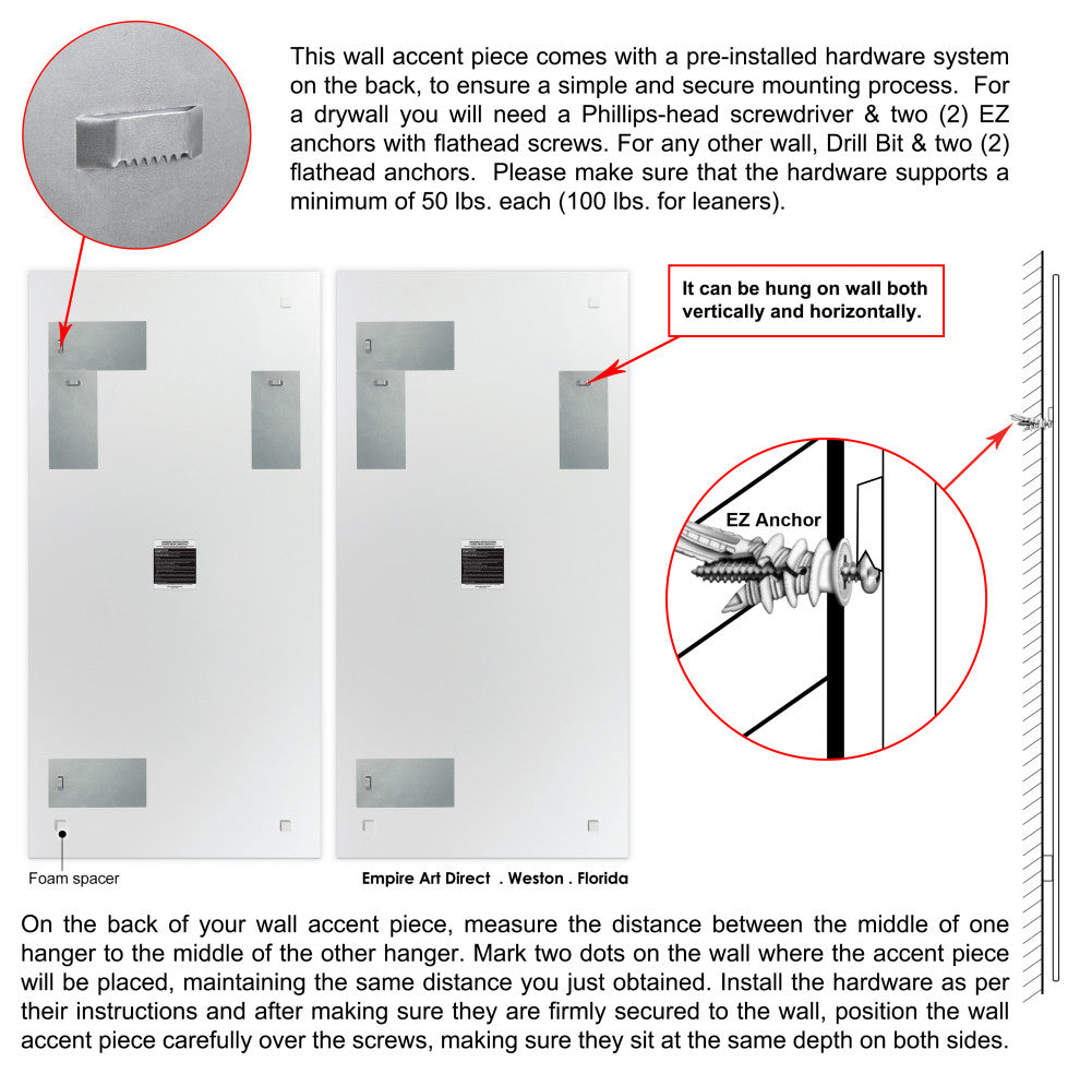 "Compartment A and B" Oversized Frameless Reverse Printed Tempered Art Glass Set