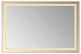Horizontal Rectangular LED Wall Mount Bathroom Mirror, Gold, 48"