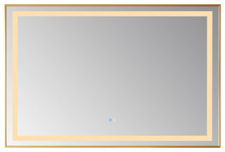 Horizontal Rectangular LED Wall Mount Bathroom Mirror, Gold, 48"