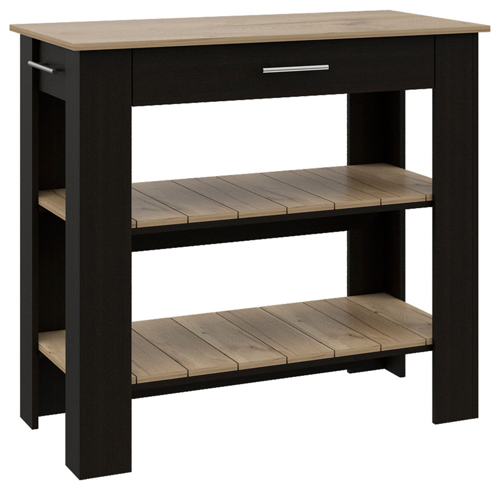 Delos 40Kitchen Island, Black / Light Oak