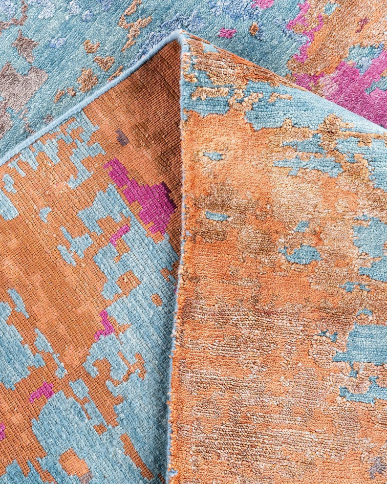 Modern One-of-a-Kind Hand-Knotted Area Rug Pink, 9' 2" x 12' 1"