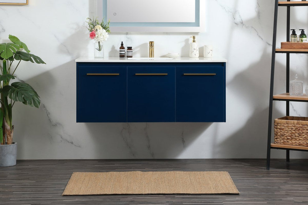 Phoebe Single Bathroom Vanity, Blue, 48", Without Backsplash