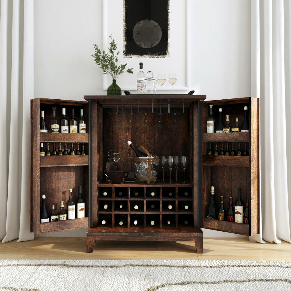 Vivienne Mango Wood Wine Cabinet by Kosas Home, Brown