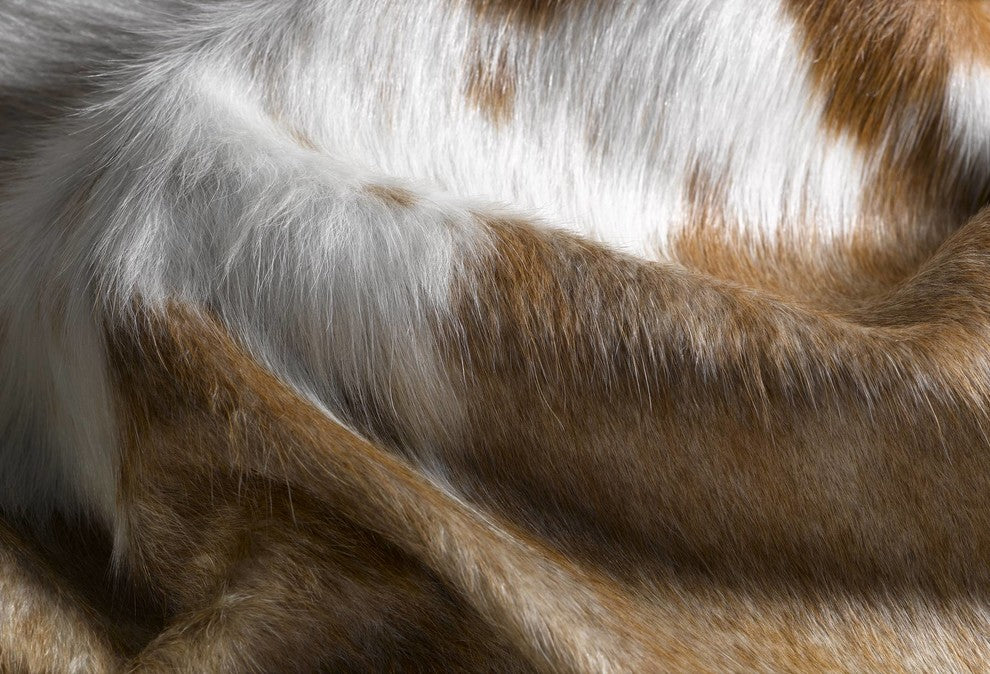 60"x84" Brown and White Cowhide Area Rug