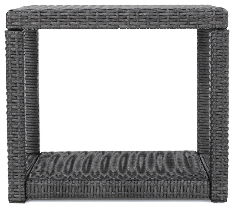 GDF Studio 3-Piece Hogan Outdoor Wicker Chat Set, Gray
