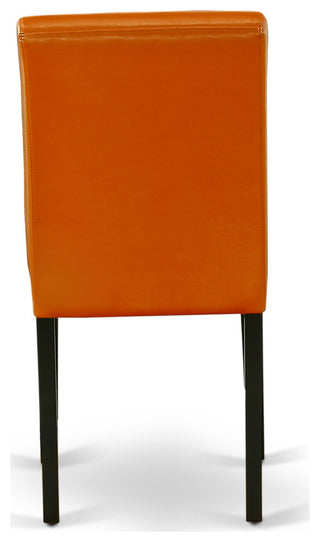 5Pc Rounded 42" Dining Table, Four Parson Chair, Pu Leather Color Baked Bean