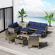 Isla 7-Piece Outdoor Conversation Set With Club Chairs, Loveseat, Cobalt Blue