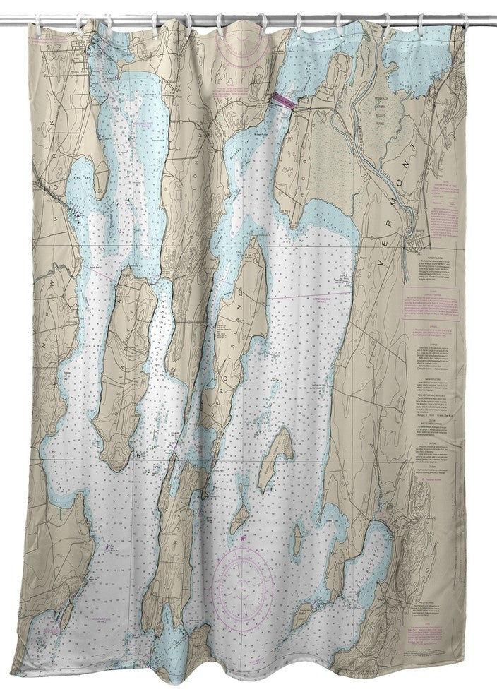 Betsy Drake North Hero Island, VT Nautical Map Shower Curtain