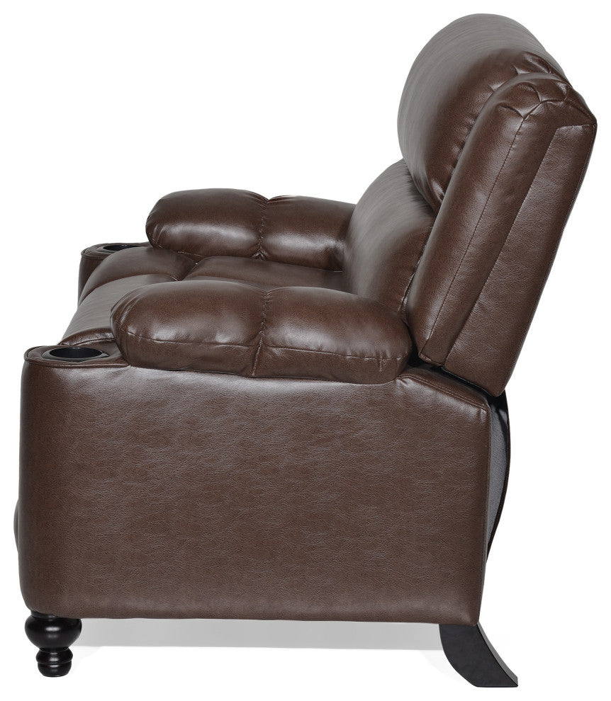 Upham Faux Leather Oversized Pushback Recliner, Dark Brown/Espresso