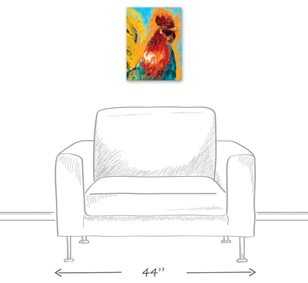 Wild Colorful Rooster 12x16 Canvas Wall Art