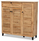 Coolidge Oak Brown Finished Wood 3-Door Shoe Storage Cabinet With Drawer