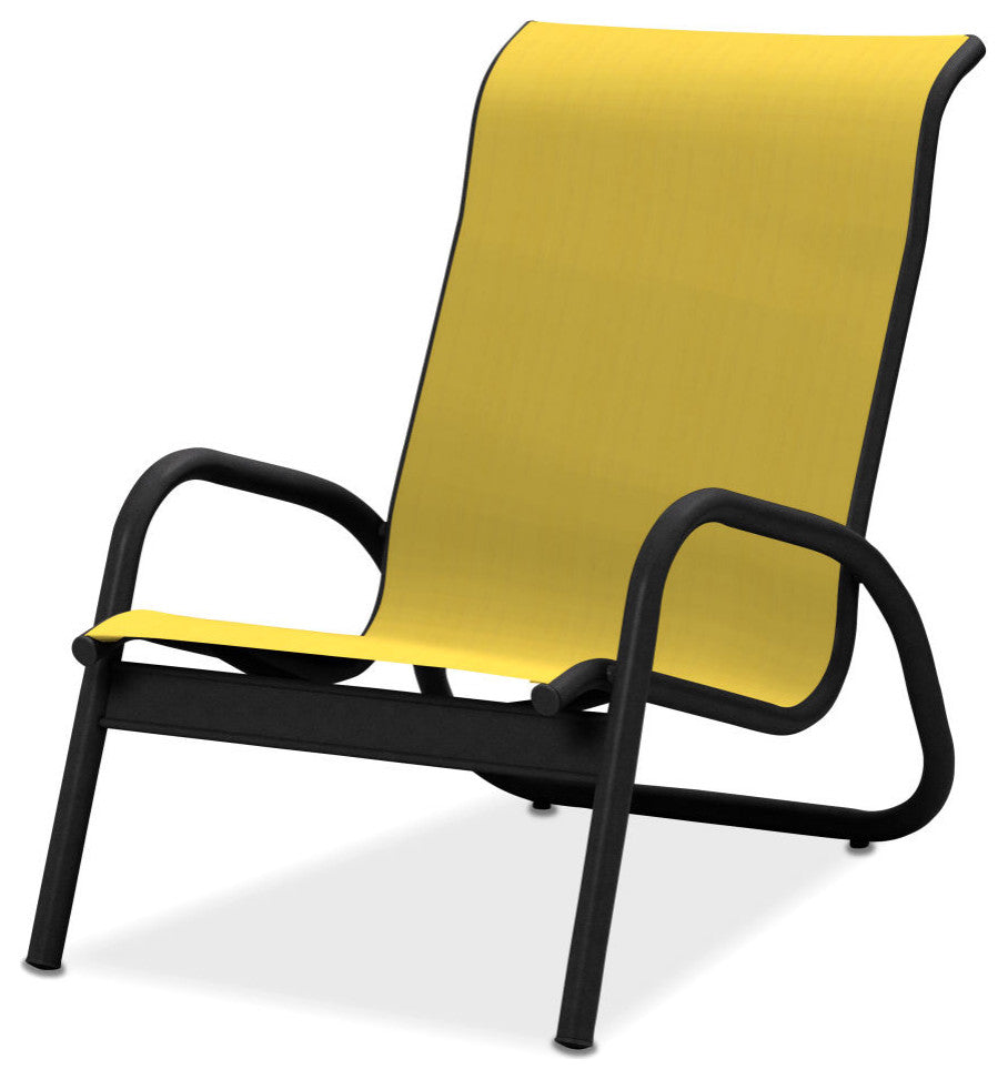 Gardenella Sling Stacking Poolside Chair, Textured Black, Yellow