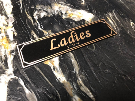 Brass Ladies Bathroom Door or Wall Sign with Braille