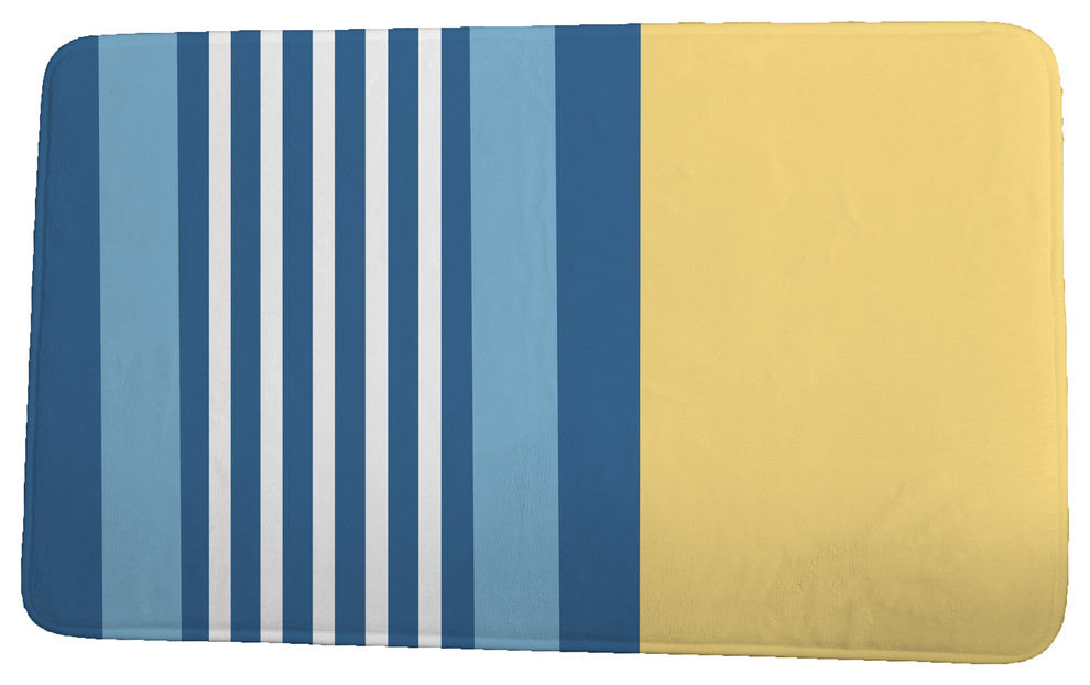 Sail, Sun, & Fun Beach Shack Stripe Print Bath Mat, Yellow, 21"x34"