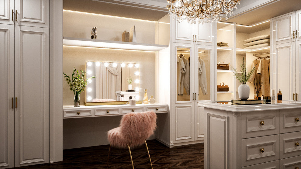 Hollywood Vanity Mirror, Lights,3 Color Lighting Modes, Memory, Gold, 24x32