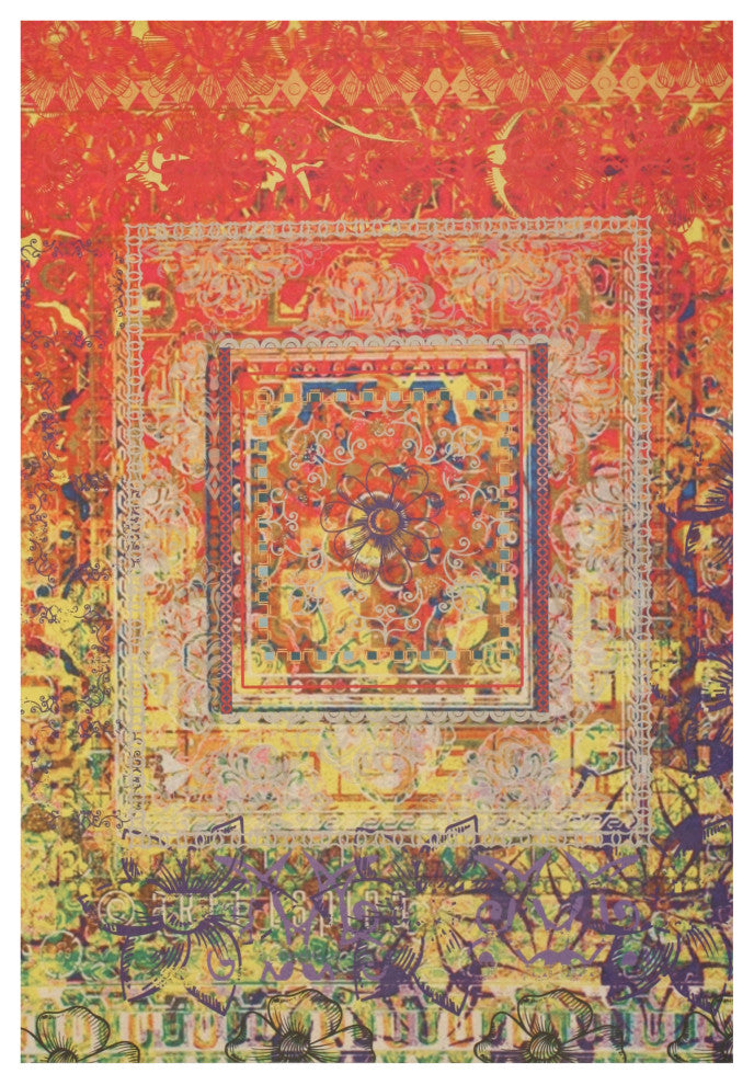 Red Distressed Bohemian Moderno Rug, 5'11x8'10
