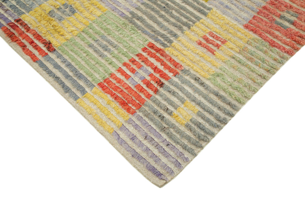Rug N Carpet - Handmade Turkish 6' 4'' x 9' 11'' Modern Design Wool Kilim Rug
