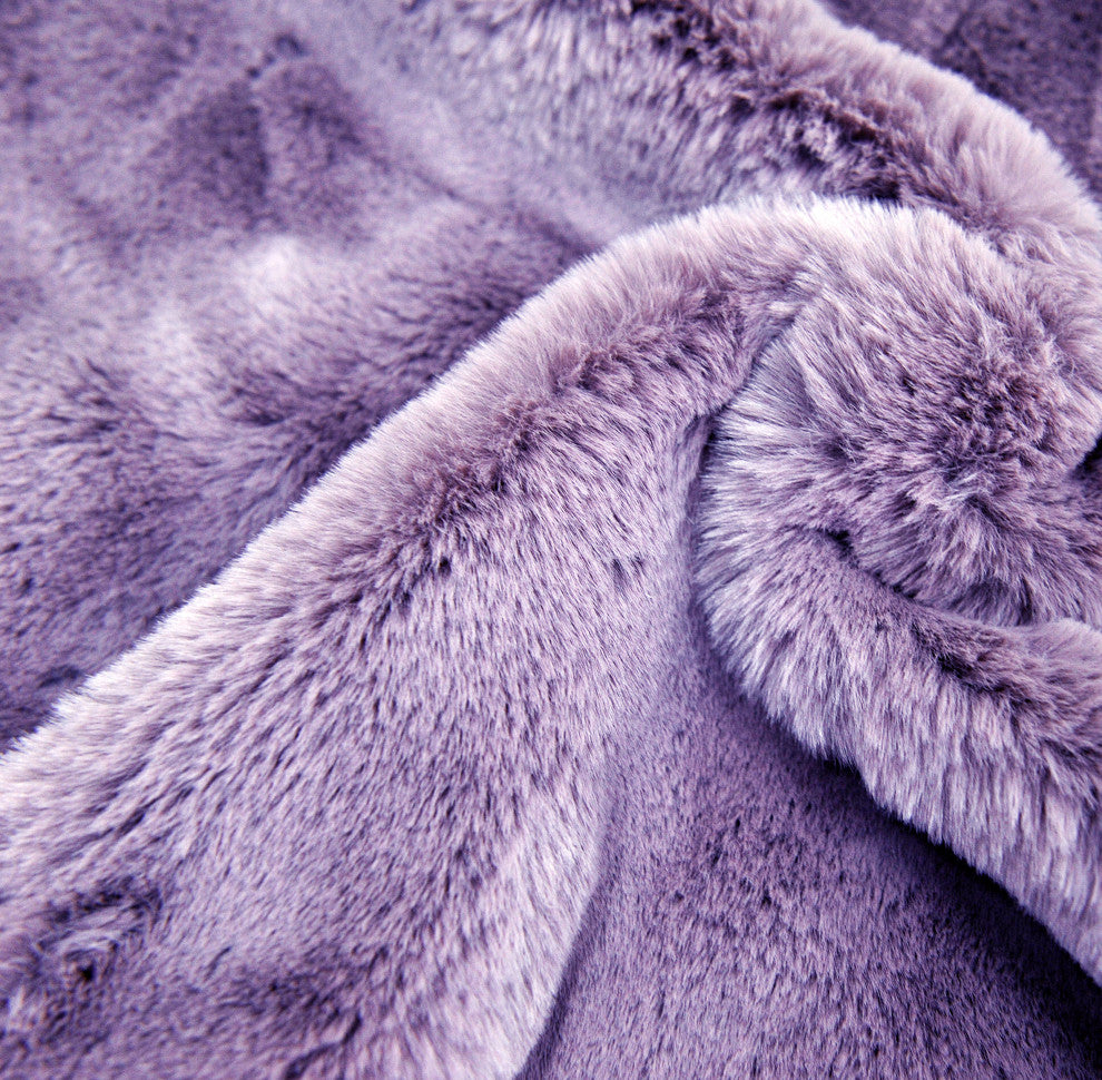 Heavy Faux Fur Throw Pillow Covers 2pcs Set, Lavender Fog, 14''x26''