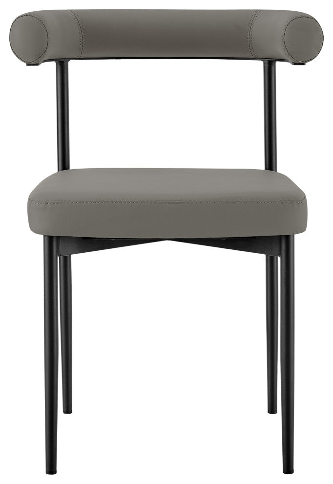 Shannon Matte Black Iron and Light Gray Faux Leather Dining Chair, Set of 2