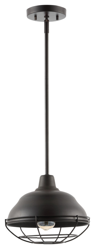 Levi Industrial Farmhouse Iron LED Pendant, Oil Rubbed Bronze, 1-Light