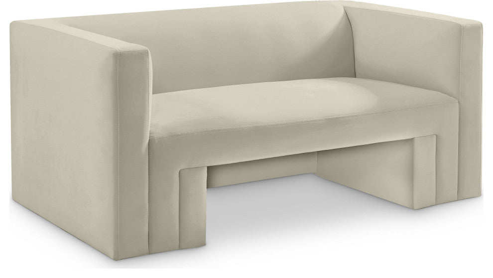 Henson Velvet Upholstered Loveseat, Cream
