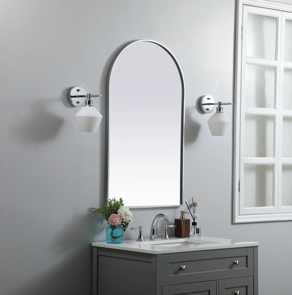 Metal Frame Arch Mirror 24X40 Inch, Silver