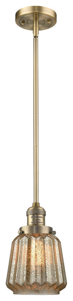 Chatham 1-Light LED Mini Pendant, Brushed Brass, Glass: Mercury Plated