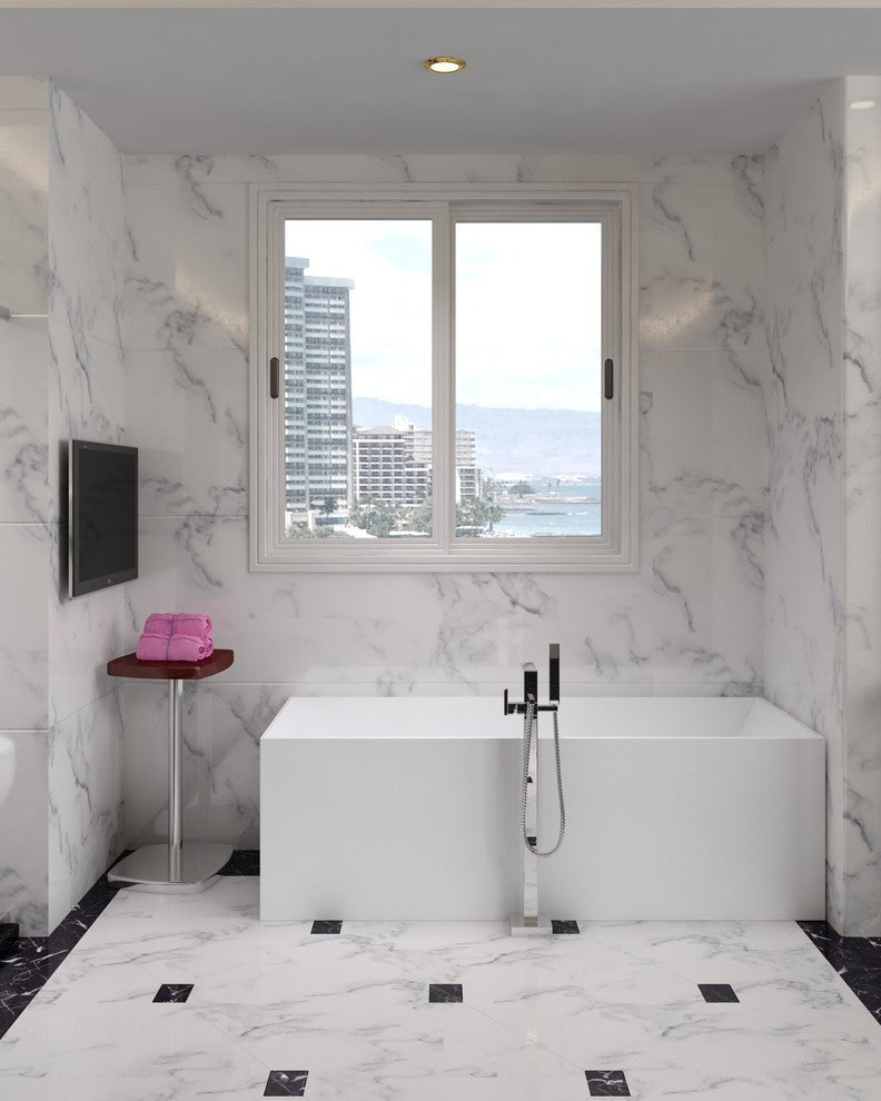 ADM Rectangular Freestanding Bathtub, Glossy White, 61.4"