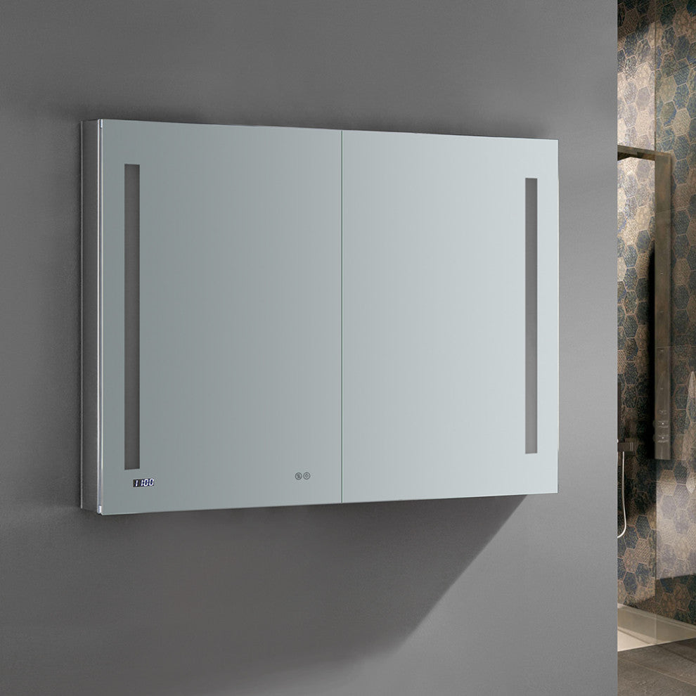 Tiempo Bathroom Medicine Cabinet With LED Lighting and Defogger, 48"x36"