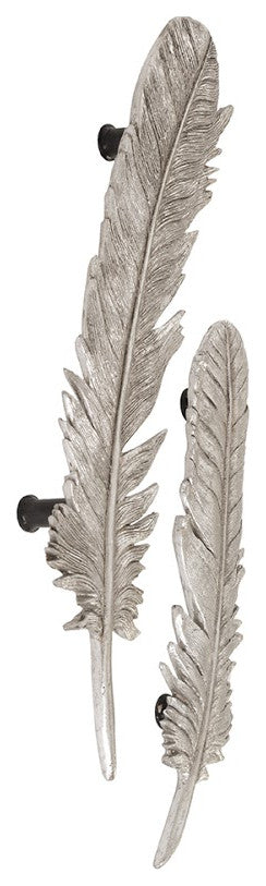 Feathers Wall Art, Silver Leaf, Set of 2
