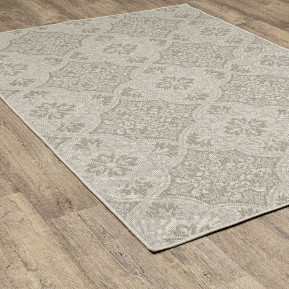 Parlan Floral Bursts Indoor-Outdoor Area Rug, Ivory, 7'10"x10'