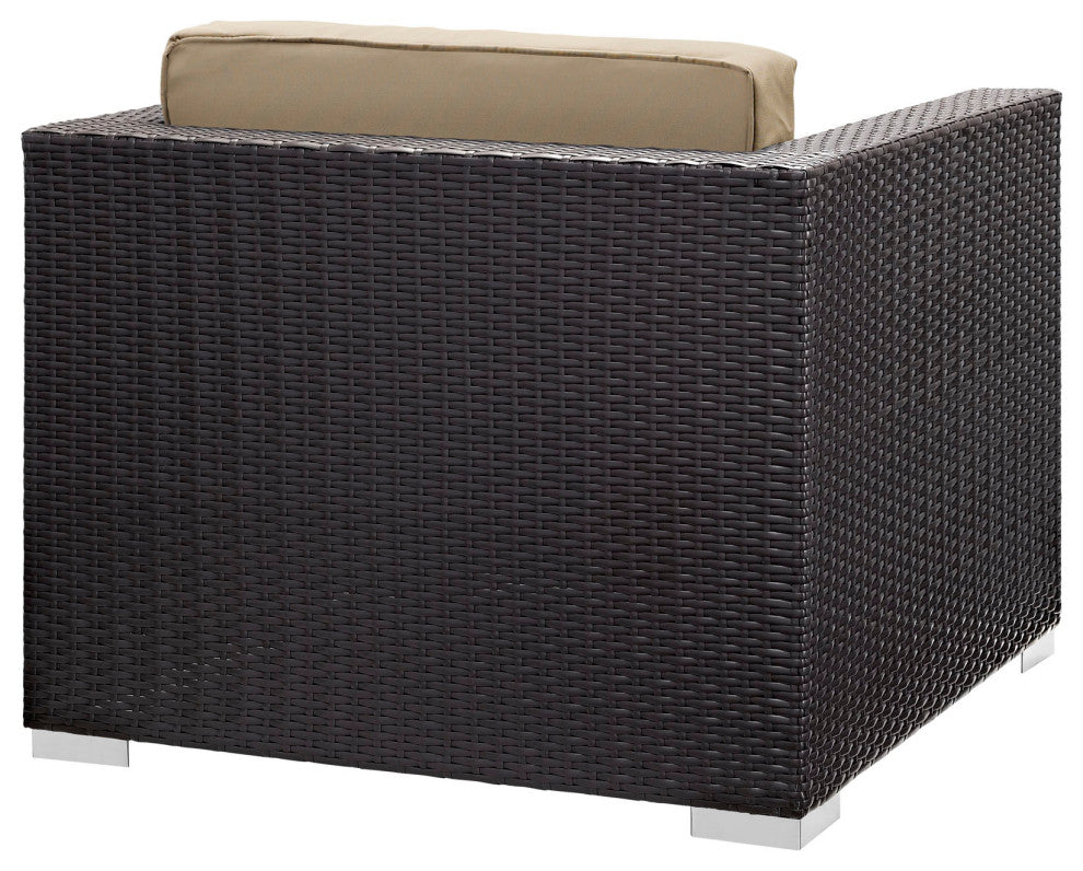 Modway Convene 5-Piece outdoor Patio Sectional Set, Espresso Mocha