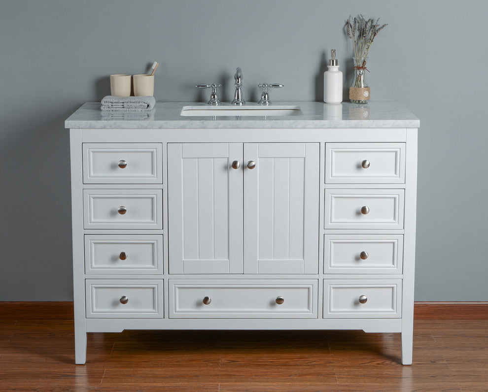 Stufurhome New Yorker Bathroom Vanity, White, 48"