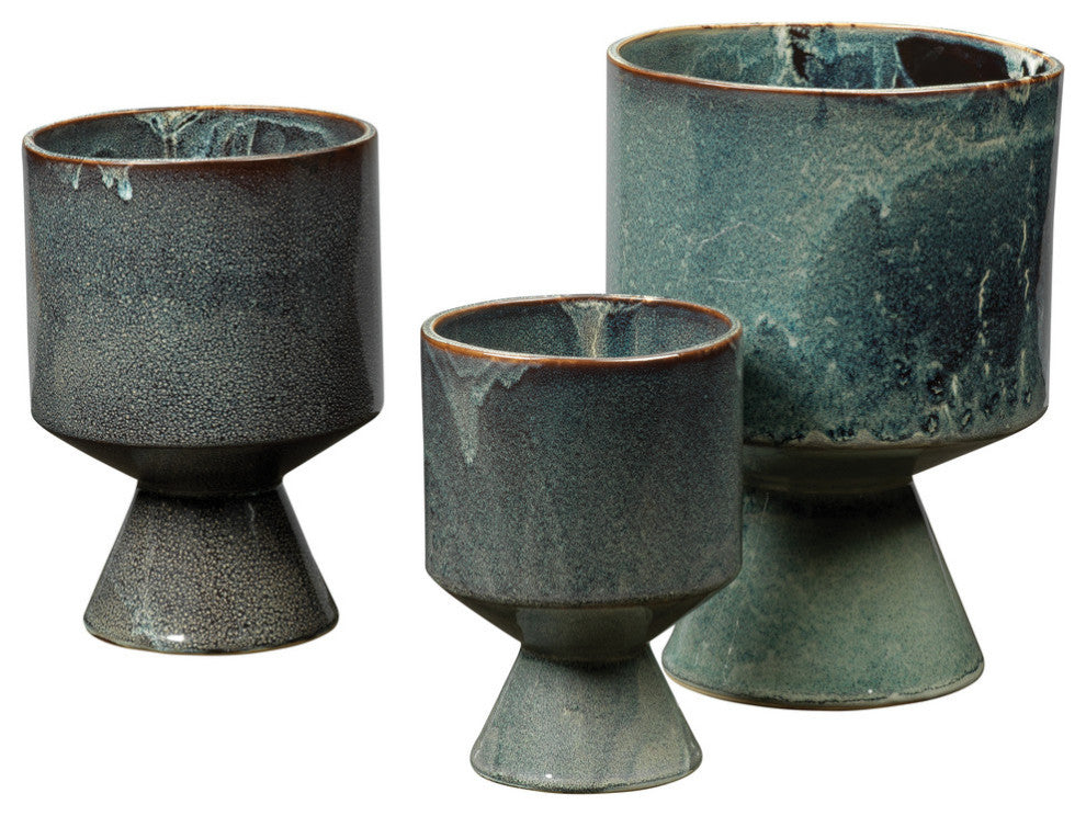Berkeley Pots, Blue Ceramic, 3-Piece Set