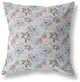 20" Light Blue Red Roses Indoor Outdoor Throw Pillow