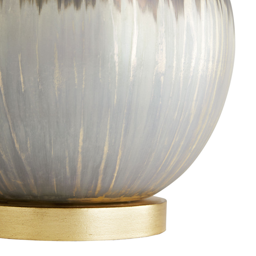 Romy Lamp, Satin Silvered Bronze, Gray Morn Linen, 32"