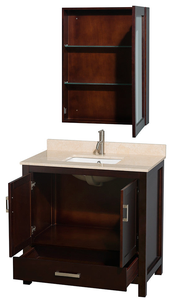 Wyndham WCS141436SESIVUNSMED Espresso 36 Inch Single Bathroom Vanity