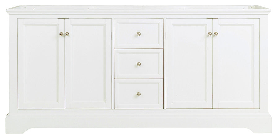 Windsor Matte White Traditional Double Sink Bathroom Cabinet, 72"